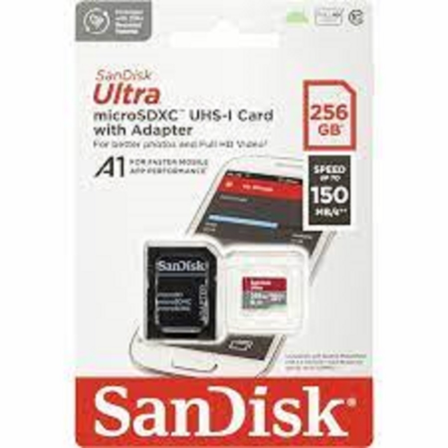 MEMORIA SANDISK MICRO SDXC 256GB ULTRA 150MB/S CLASE 10 C/ADAPTADOR SDSQUAC-256G-GN6MA RAM-3904