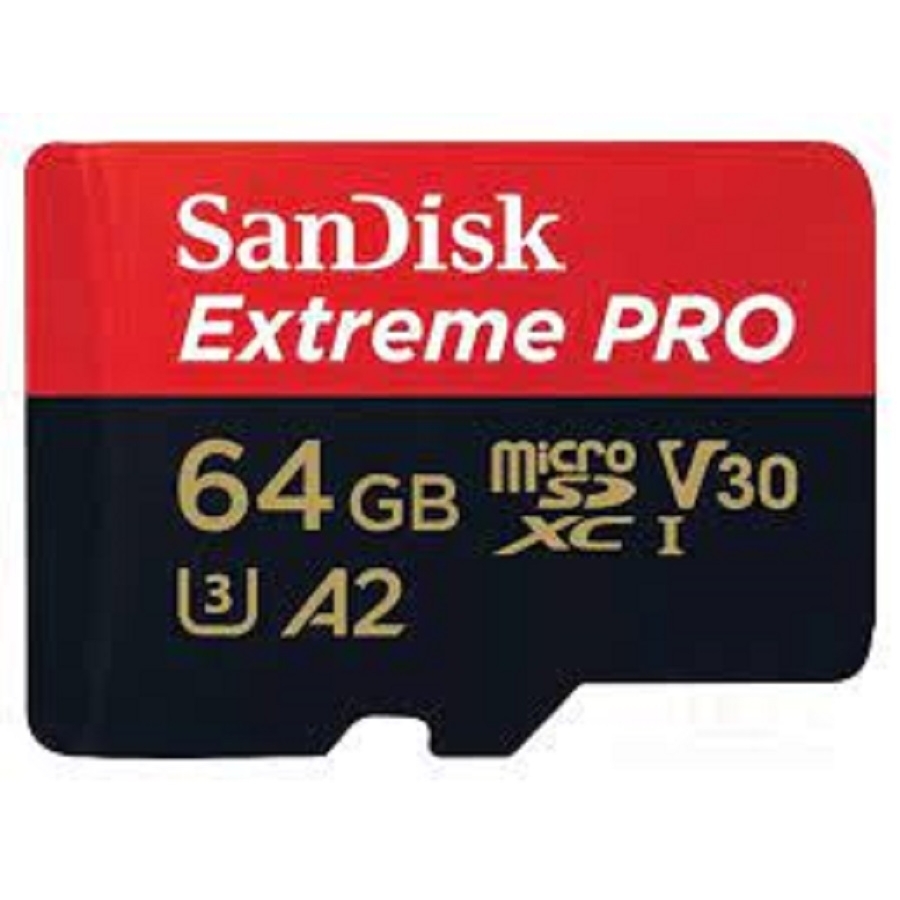 MEMORIA SANDISK MICRO SDXC 64GB EXTREME PRO 200MB/S 4K CLASE 10 A2 V30 C/ADAPTADOR SDSQXCU-064G-GN6MA RAM-3869