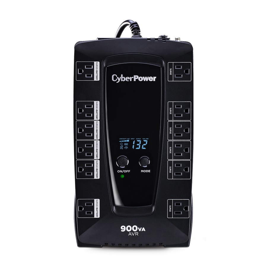 NO BREAK CYBERPOWER (AVRG900LCD) 900VA /480W, INTERACTIVO, TORRE ,12 × NEMA 5-15R, 6 RESPALDO Y 6 SUPRESIÓN, 3 AÑOS DE GARANTÍA, INCLUYENDO BATERÍA.. FR-1158