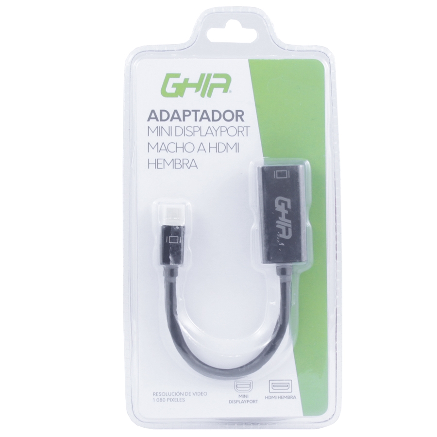 ADAPTADOR GHIA CONVERTIDOR DE VIDEO MINI DISPLAYPORT MACHO A HDMI HEMBRA AC-7593 - GHIA