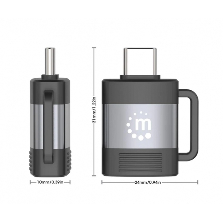 ADAPTADOR,MANHATTAN,356312, USB-C V3.2 GEN1, CM-AH, 5GBPS 3A, ALUMINIO GRIS ESPACIAL/NEGRO AC-10835 - MANHATTAN