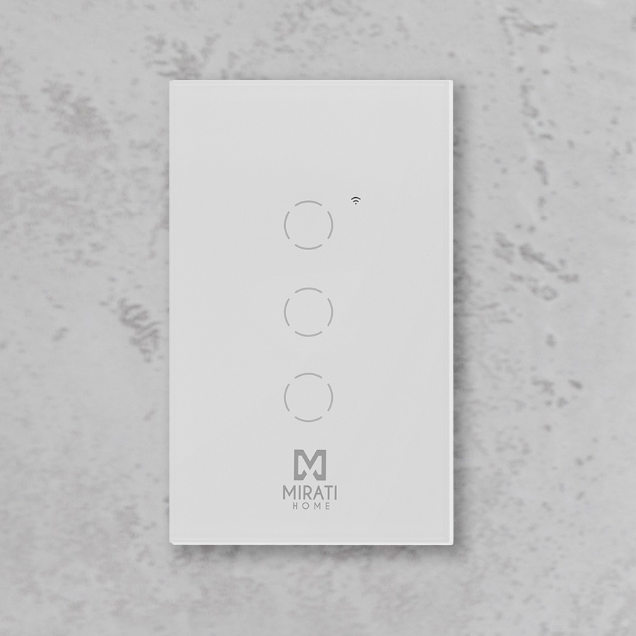 APAGADOR INTELIGENTE DE PARED MIRATI DE 3 APAGADORES TOUCH WIFI 2.4HZ BLUETOOTH // COMPATIBLE CON ANDROID E IOS // FUNCIONA CON ALEXA Y ASISTENTE DE GOOGLE SH-30 - MIRATI