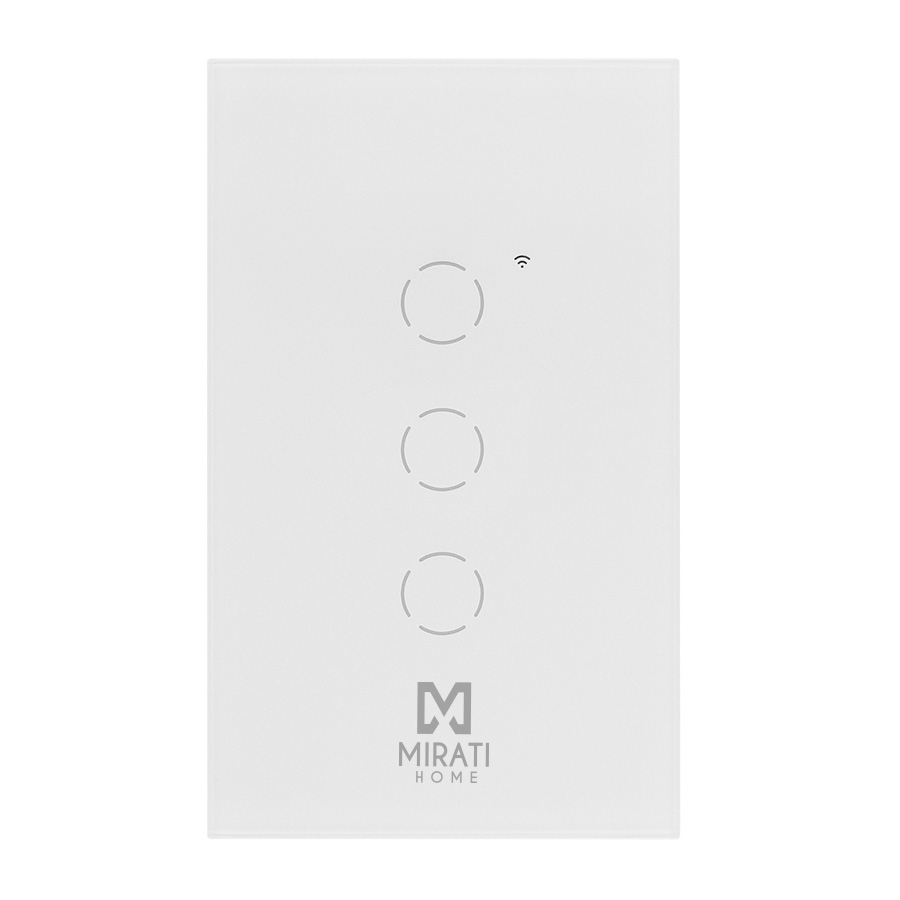 APAGADOR INTELIGENTE DE PARED MIRATI DE 3 APAGADORES TOUCH WIFI 2.4HZ BLUETOOTH // COMPATIBLE CON ANDROID E IOS // FUNCIONA CON ALEXA Y ASISTENTE DE GOOGLE SH-30 - MIRATI