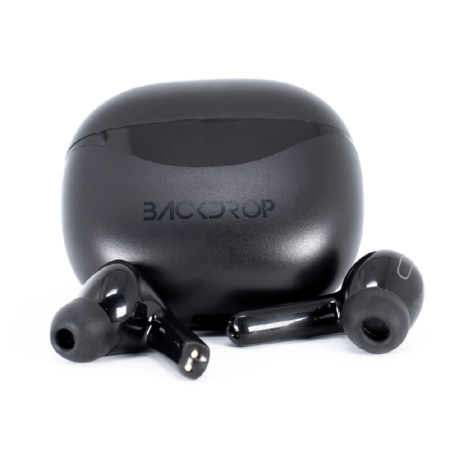 AUDIFONOS INALAMBRICOS TWS BACKDROP /CONTROL TACTIL / CAJA DE CARGA CON PANTALLA /MANOS LIBRES/10M/ COLOR NEGRO SPK-2243 - BACKDROP