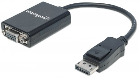 151962 Convertidor de Diplayport a VGA; DisplayPort Macho a VGA HD15 Hembra,15 cm activo color Negro. - MANHATTAN