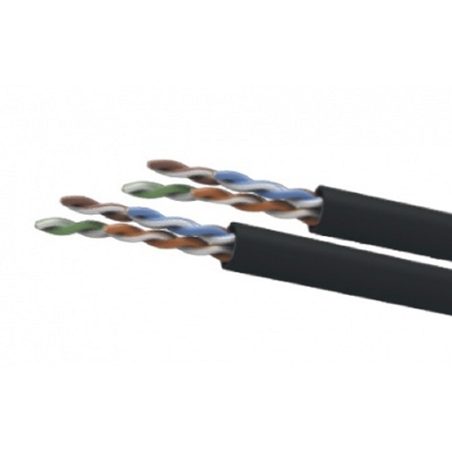 BOBINA DE CABLE EXTERIOR WAM CAT5E SIN GEL UTP 100 COBRE 24 AWG 305 MTS COLOR NEGRO CB-954 - WAM