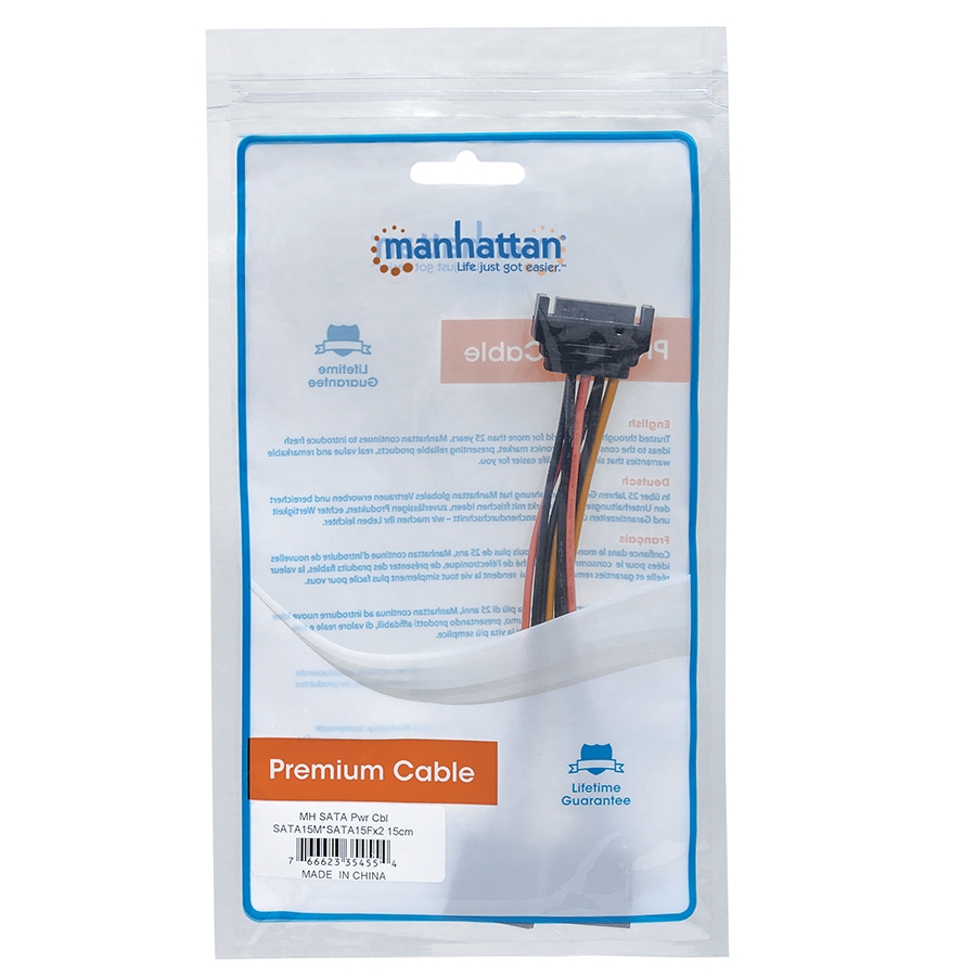 CABLE ALIMENTACION MANHATTAN,354554,CORRIENTE INT. HDD SATA 1M – 2H CB-1333 - MANHATTAN