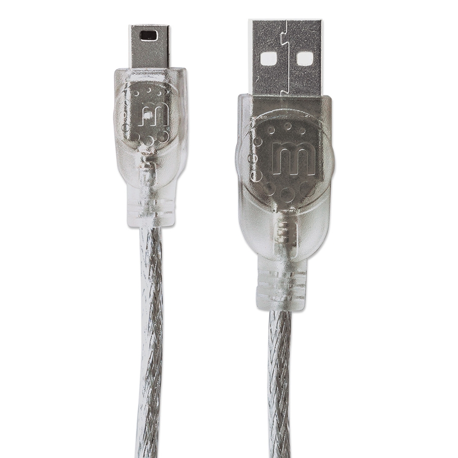 CABLE USB,MANHATTAN,333412, V2.0 A-MINI B 1.8M PLATA CB-201 - MANHATTAN