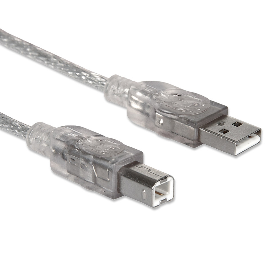 CABLE USB,MANHATTAN,345408, V2.0 A-B  5.0M  PLATA CB-358 - MANHATTAN