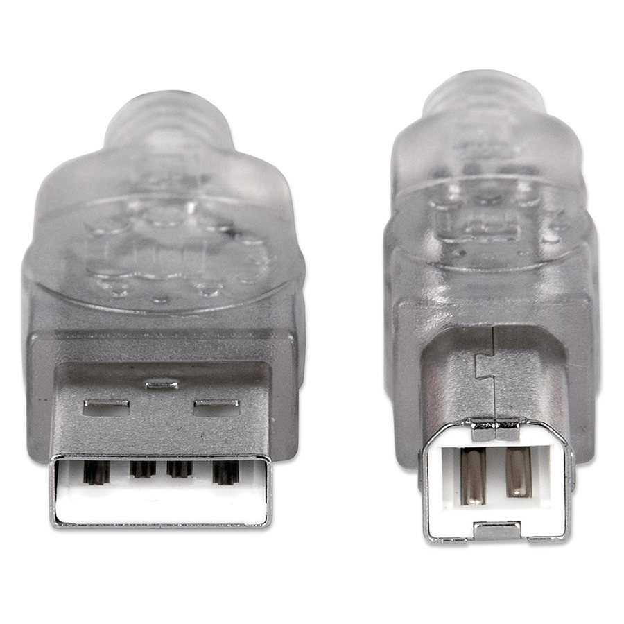 CABLE USB,MANHATTAN,345408, V2.0 A-B  5.0M  PLATA CB-358 - MANHATTAN
