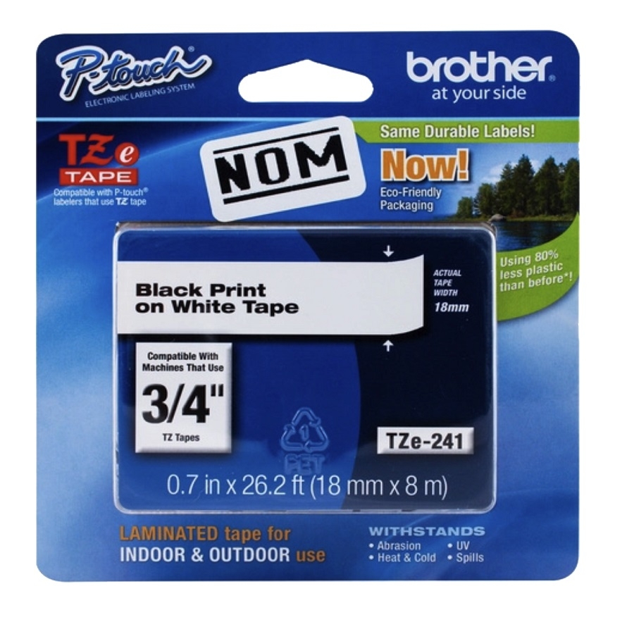 CINTA LAMINADA BROTHER TZE241 LETRA NEGRA SOBRE FONDO BLANCO Y GROSOR DE 18MM CN-2305 - BROTHER