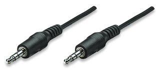 334594 Cable auxiliar 3.5mm Macho a Macho Color Negro de 1.8m - MANHATTAN