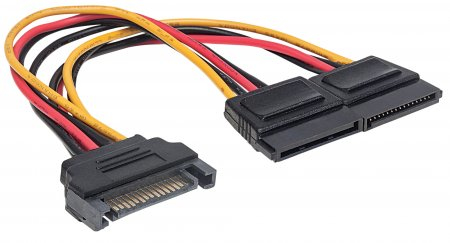 354554 Cable Y de alimentación SATA, Alimenta 2 drivers SATA con un cable de energía SATA, Largo 15cm - MANHATTAN