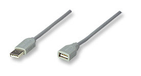 317238 Cable de Extensión USB Macho-Hembra de 3.0m Color Gris; Velocidad máxima de hasta 12 Mbps. - MANHATTAN