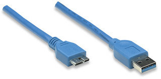 325424 Cable para Dispositivos USB Micro-B de SúperVelocidad; USB 3.2 Gen 1, A Macho/ SuperSpeed Micro-B Macho, 5 Gbps, 2 m, Azul - MANHATTAN