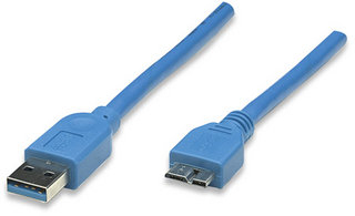 325424 Cable para Dispositivos USB Micro-B de SúperVelocidad; USB 3.2 Gen 1, A Macho/ SuperSpeed Micro-B Macho, 5 Gbps, 2 m, Azul - MANHATTAN