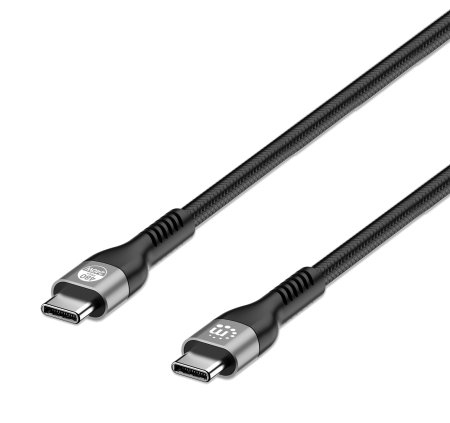 356367 Cable USB-C macho a USB-C macho, 2mts de AltaVelocidad, 480 Mbps, Power Delivery 3.1 retrocompatible con 140/100/65 W - MANHATTAN