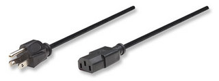 Cable de alimentación estándar para PC MANHATTAN, Macho/Hembra 1,8 m, Negro. - MANHATTAN