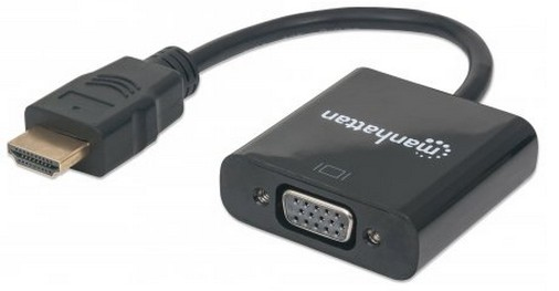 151467 Convertidor HDMI Macho a VGA hembra, negro Largo:30cm. - MANHATTAN