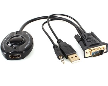 Convertidor VGA a HDMI, VGA a HDMI+ Audio 3.5mm, Negro, BROBROTIX, 150620 - BROBOTIX