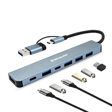 Hub Conector DUAL Tipo USB A&C, V3.0 , 7 en 1, /5 USB/2 TIPO C/ 6005446 BROBOTIX - BROBOTIX