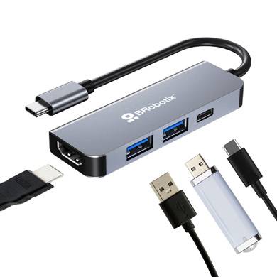 DOCKING STATION USB C, 4 EN 1, 1 PUERTO HDMI / 2 PUERTOS USB V3.0 / 1 PUERTO USB TIPO C, BROBOTIX, 6006221 - BROBOTIX