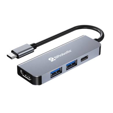DOCKING STATION USB C, 4 EN 1, 1 PUERTO HDMI / 2 PUERTOS USB V3.0 / 1 PUERTO USB TIPO C, BROBOTIX, 6006221 - BROBOTIX