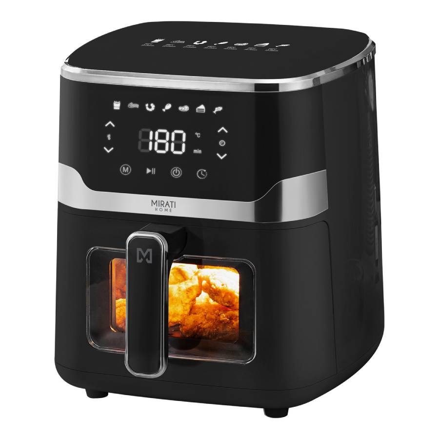 FREIDORA DE AIRE DIGITAL CON VENTANA / MIRATI HOME CON CAPACIDAD DE 5 LITROS 1350W, 8 MODOS PREESTABLECIDOS, TEMPERATURA DE 80C-200C FRE-10 - MIRATI