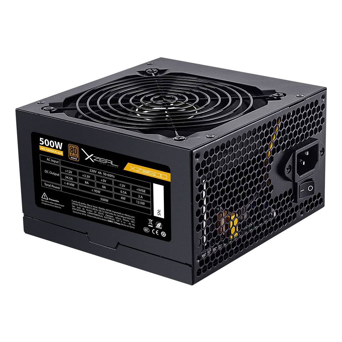 FUENTE DE PODER XZ500 ATX 500W NEGRO. XZPS500B GABSTY280 - Xzeal