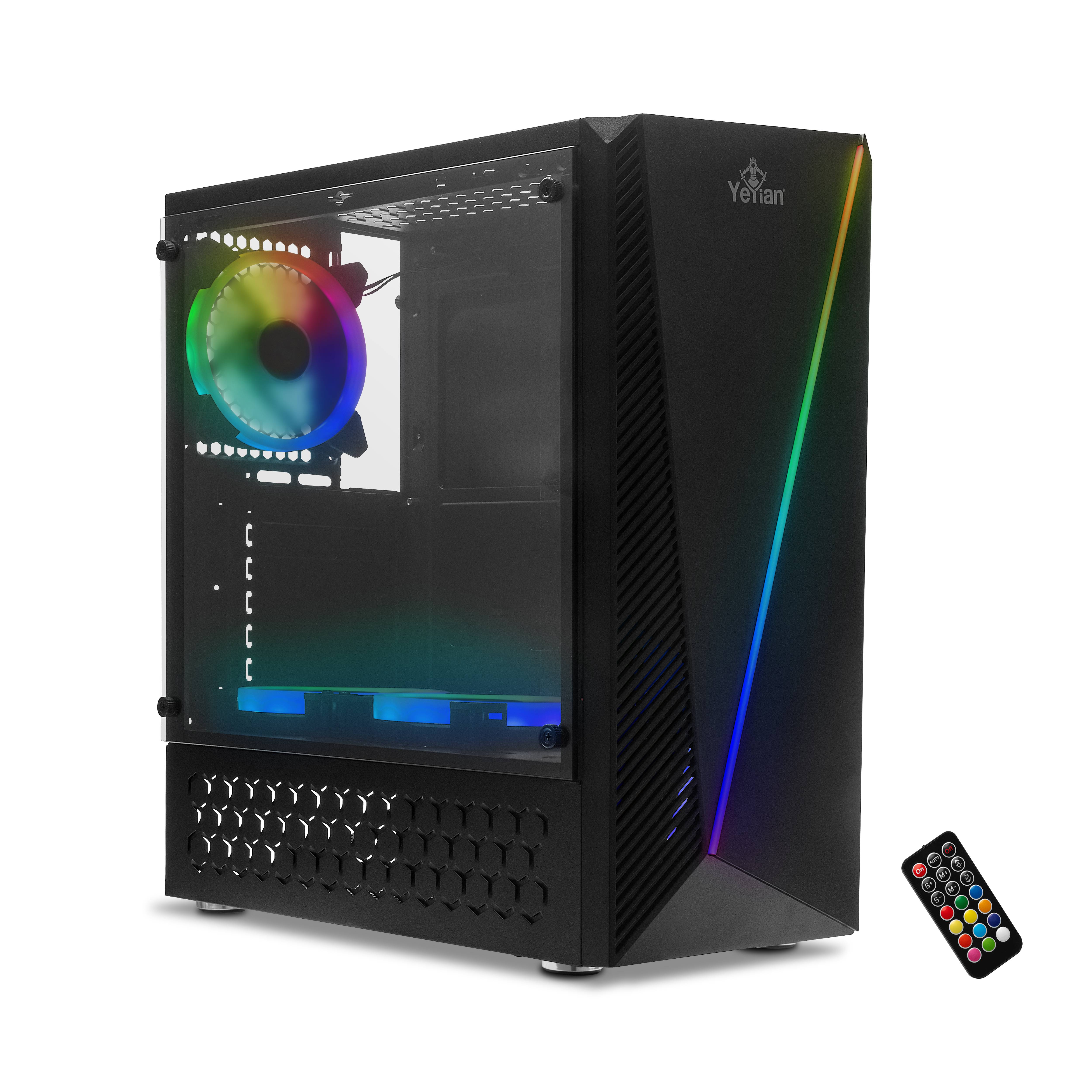 YEYIAN GABINETE GAMING CRESCENT MASTER MEDIA TORRE ATX MICRO Y MINI ATX, COMPE CON FUENTE ATX, GPU 325 MM INC 3 VENTS GRAN FLUJO – SKU: YCH-LAR7-01BK - Yeyian