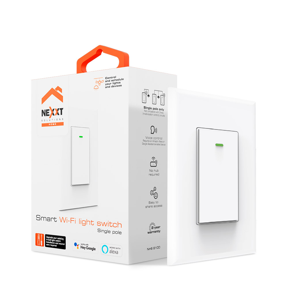 Interruptor inteligente monopolar con conexcion Wi-Fi - Nexxt Solutions Home