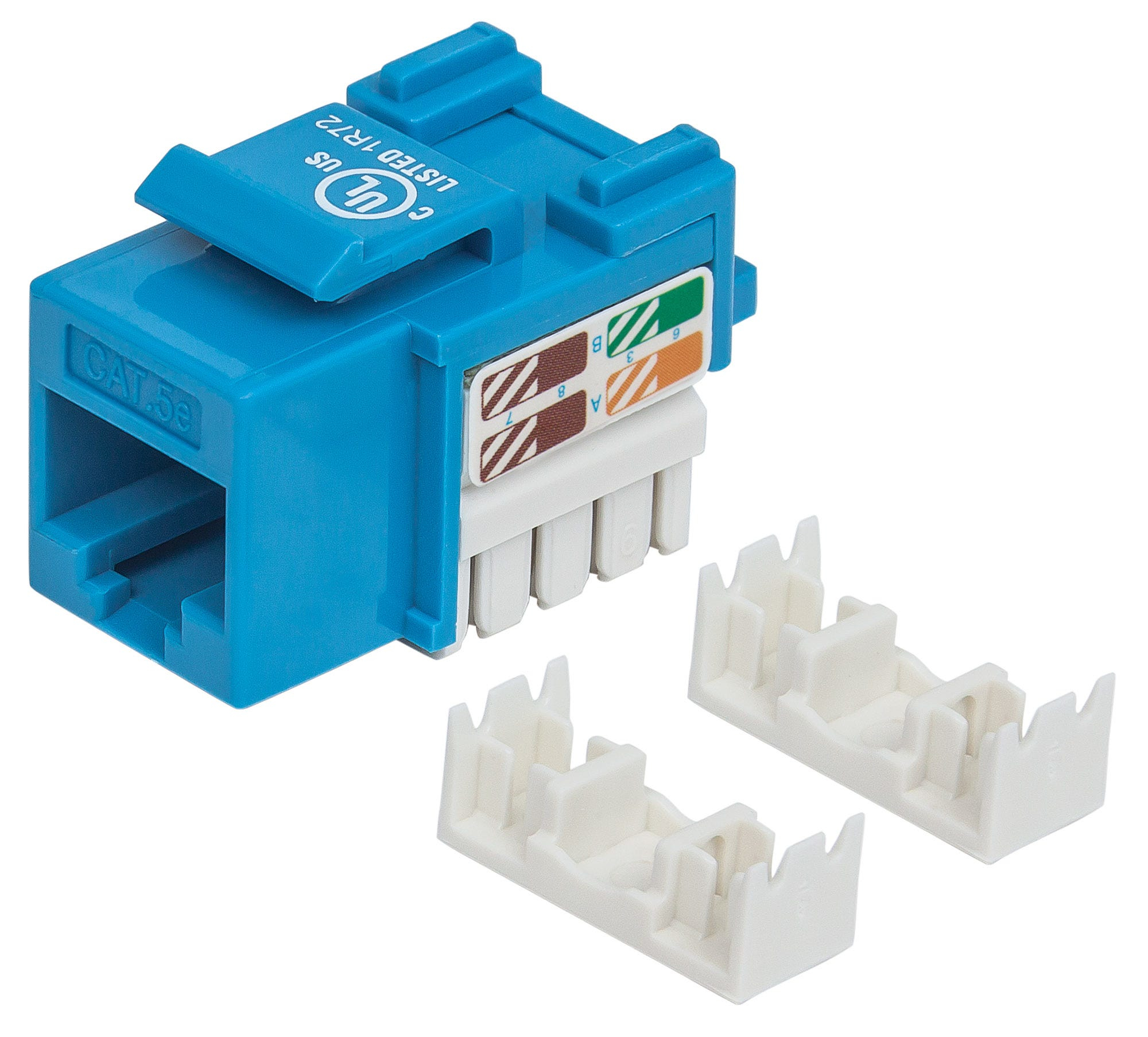 210546 JACK RJ45 CAT5E KEYSTONE DE IMPACTO AZUL, Para uso con cable sin blindar (UTP) Cat5e, Compatible con herramientas de impacto 110 y Krone - INTELLINET
