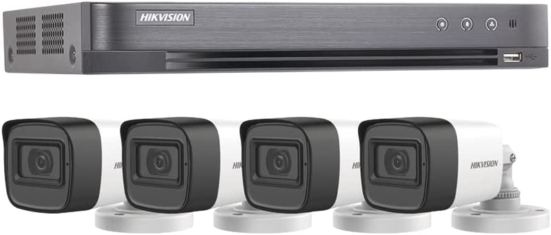 (MICRÓFONO INTEGRADO) KIT TURBOHD 5 Megapixel / DVR 4 Canales / 4 Cámaras Bala con Micrófono Integrado - HIKVISION
