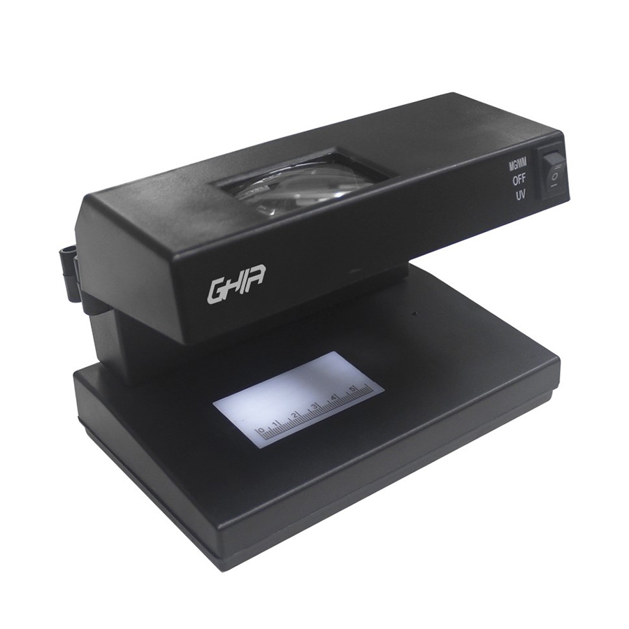 LAMPARA DETECTORA DE BILLETES FALSOS Y DOCUMENTOS OFICIALES GHIA GLUV1 / LUZ UV / NEGRA AC-7923 - GHIA