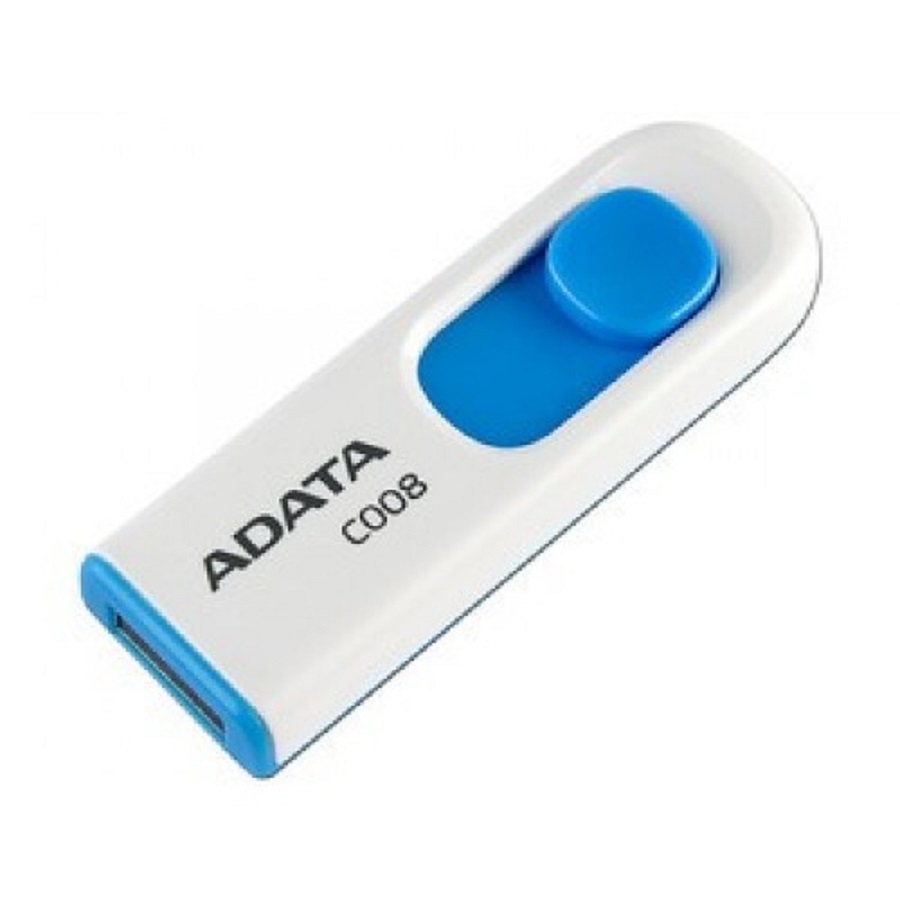 MEMORIA ADATA 16GB USB 2.0 C008 RETRACTIL BLANCO-AZUL (AC008-16G-RWE) RAM-3180 - ADATA