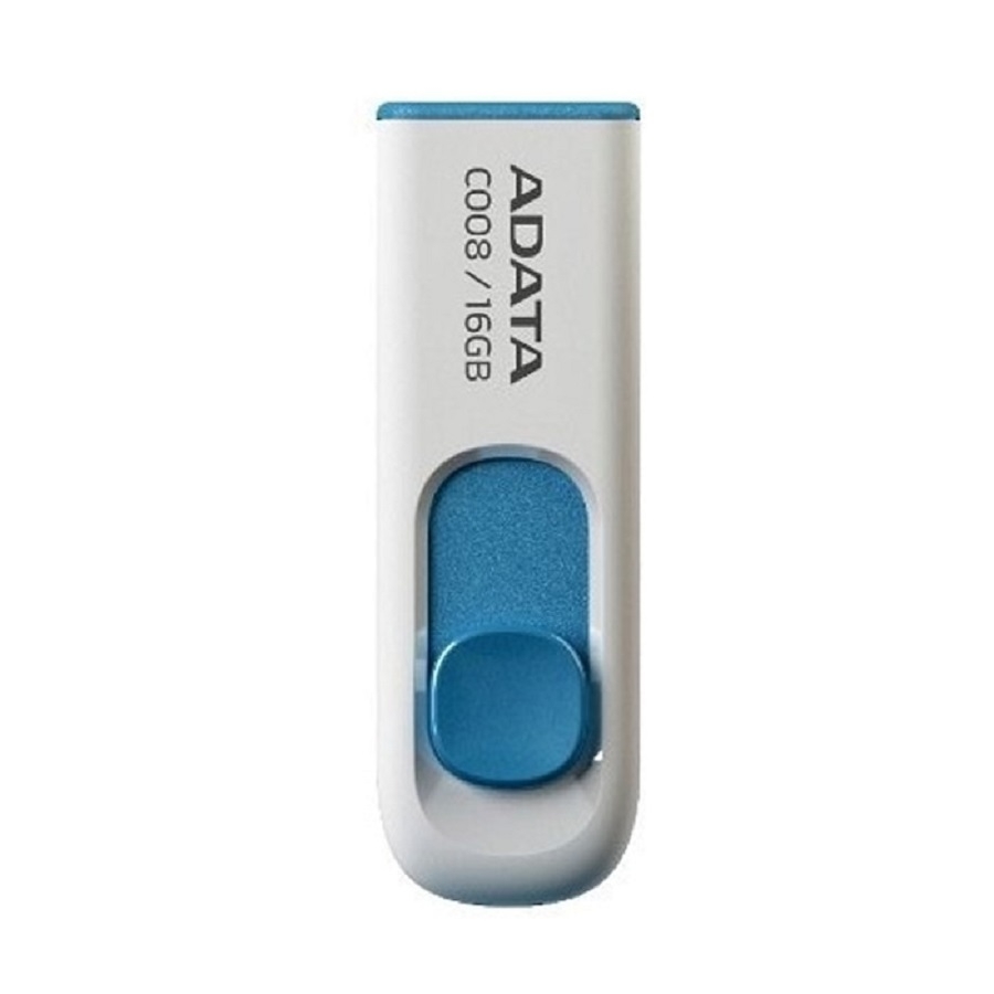 MEMORIA ADATA 16GB USB 2.0 C008 RETRACTIL BLANCO-AZUL (AC008-16G-RWE) RAM-3180 - ADATA