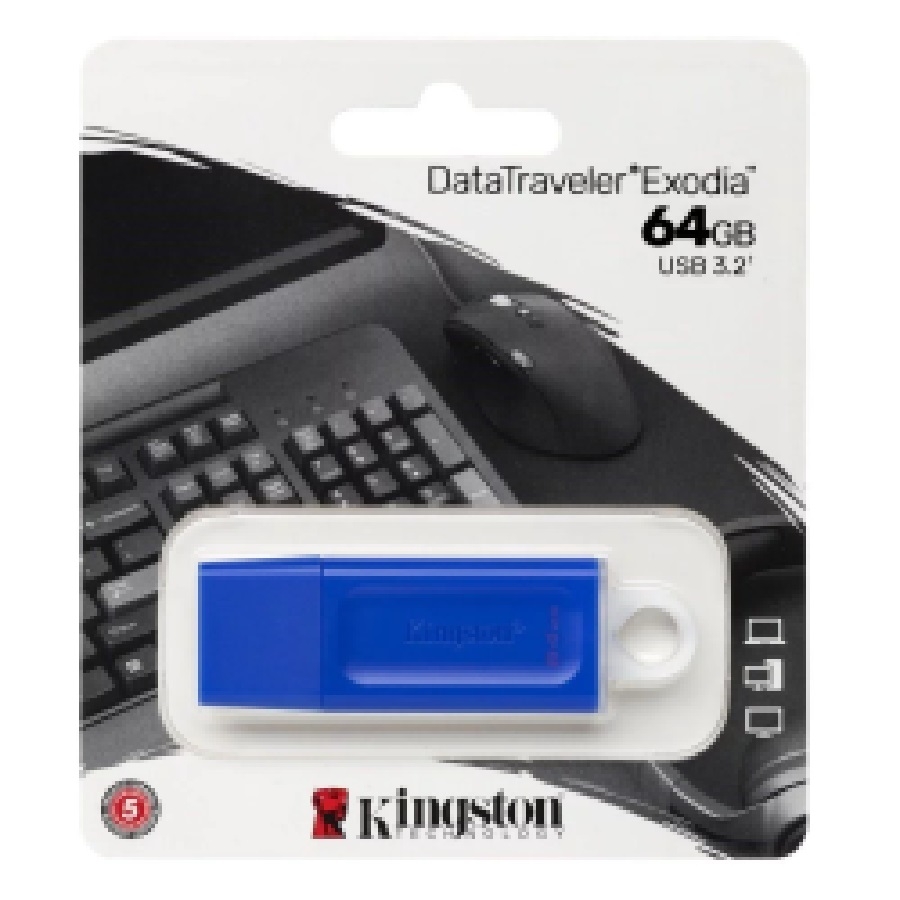 MEMORIA FLASH USB KINGSTON DATA TRAVELER EXODIA 64GB GEN 1 3.2 TIPO A AZUL KC-U2G64-7GB RAM-3955 - KINGSTON