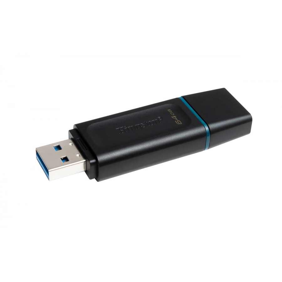 MEMORIA FLASH USB KINGSTON DATA TRAVELER EXODIA 64GB GEN 1 3.2 TIPO A NEGRO C/ANILLO AZUL OCEAN (DTX/64GB) RAM-3537 - KINGSTON