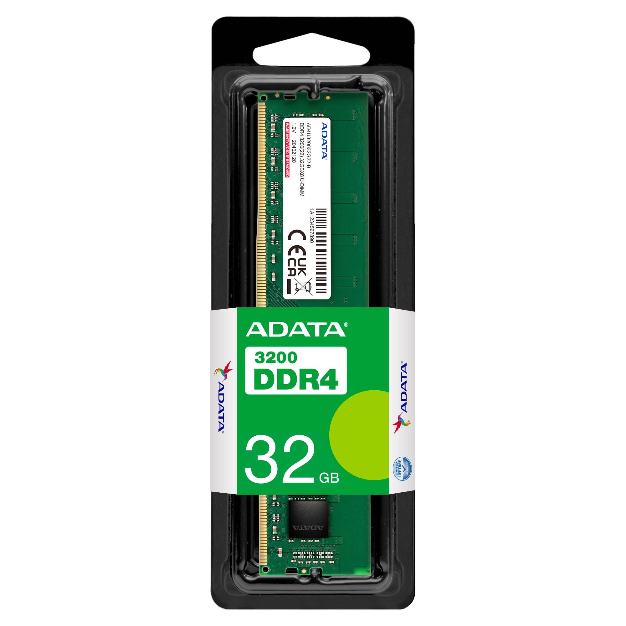 Memoria ADATA AD4U320032G22-SGN, 32 GB, DDR4, 3200 MHz, UDIMM - ADATA