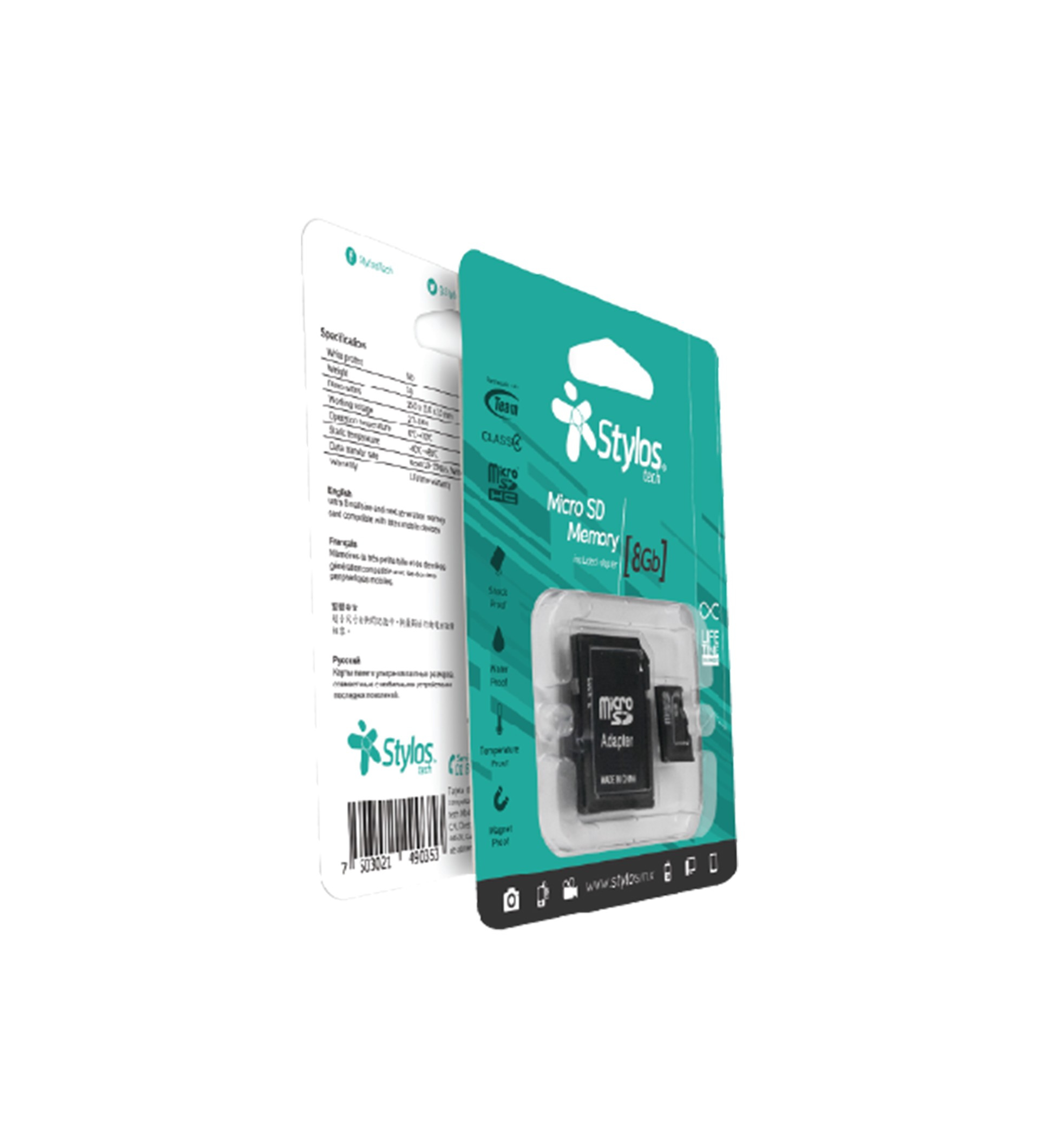 Memoria Micro SD 8GB C/A Stylos. STMSD81B - Stylos