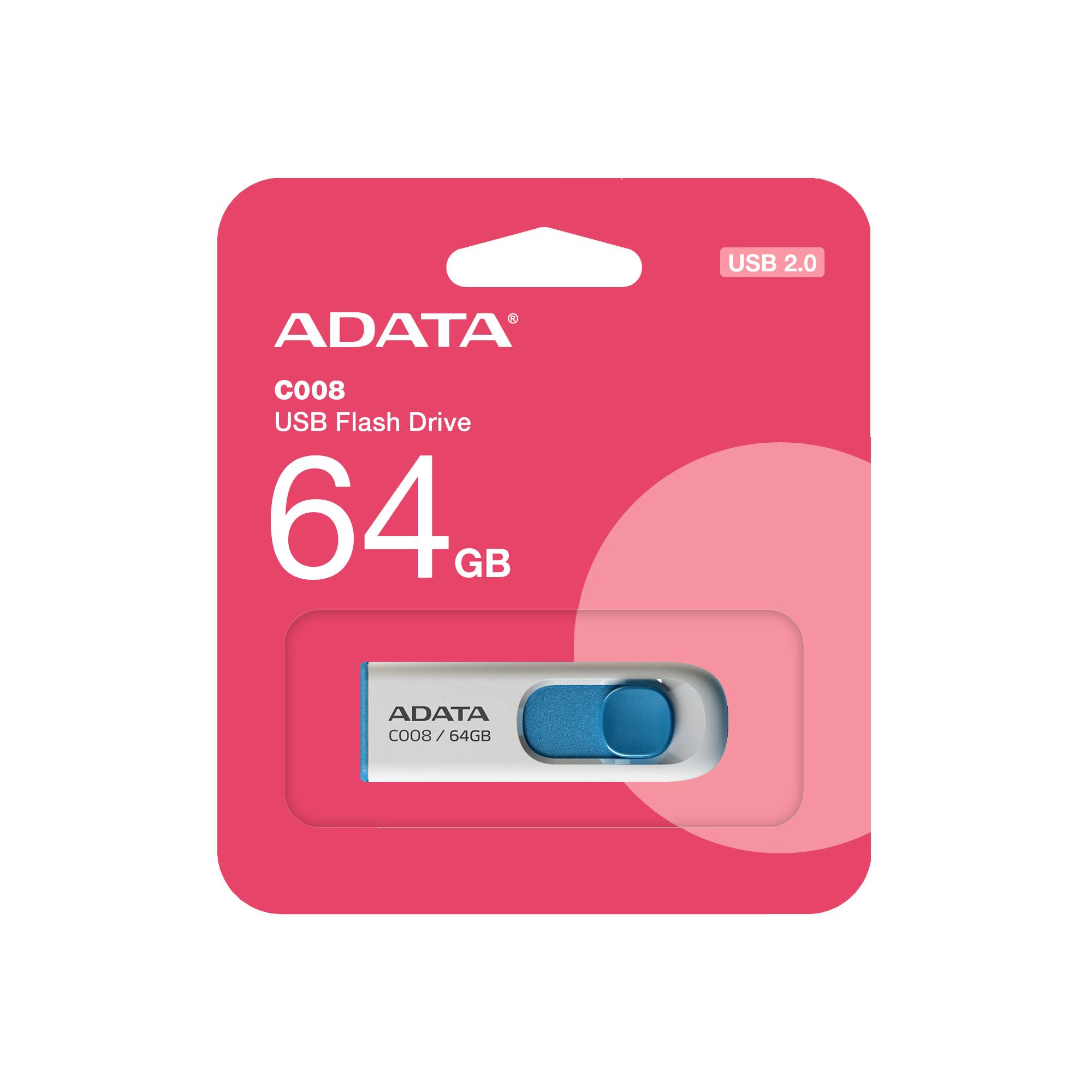 Memoria USB ADATA C008, Azul, 64 GB - ADATA