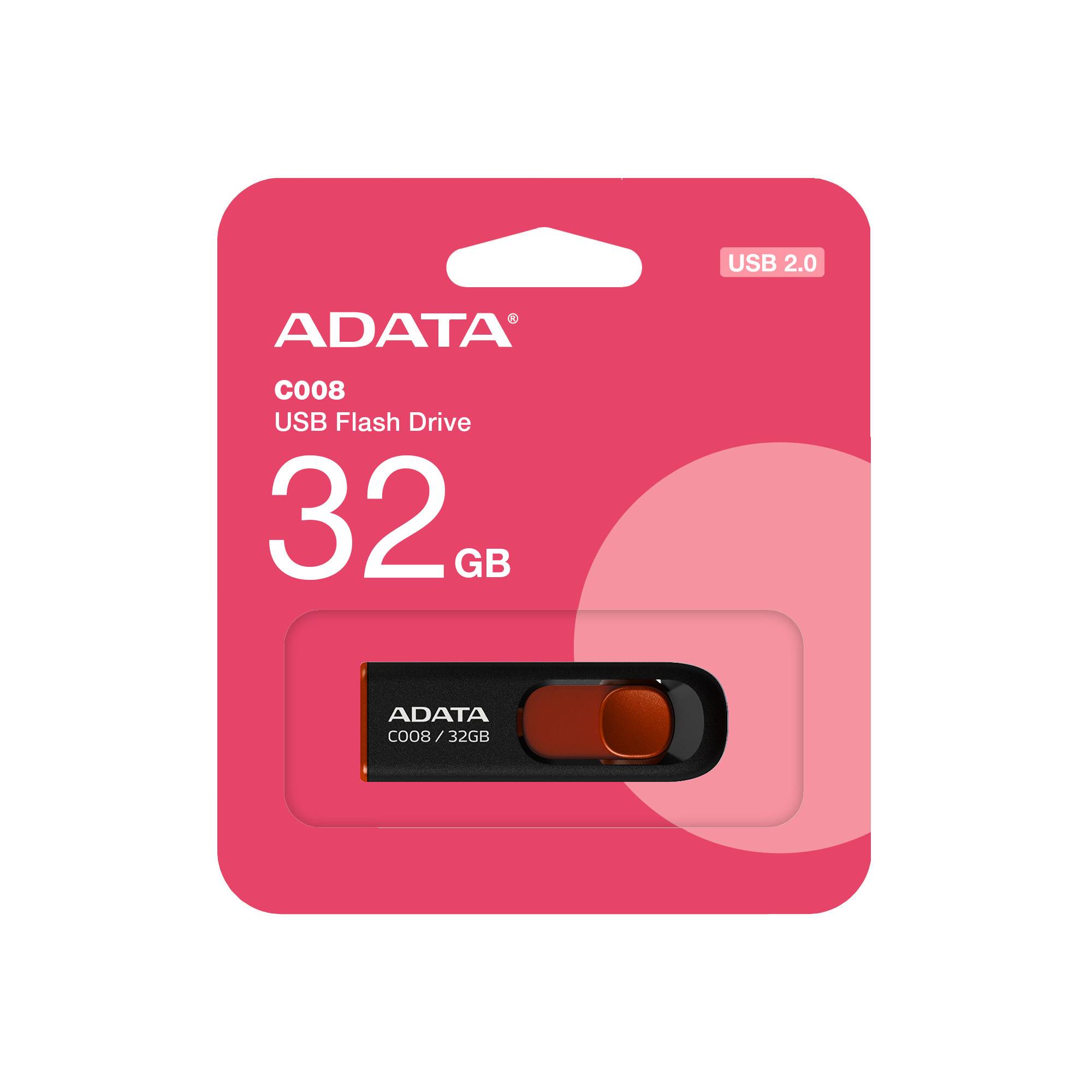 Memoria USB ADATA C008, Negro, 32 GB, USB 2.0 - ADATA