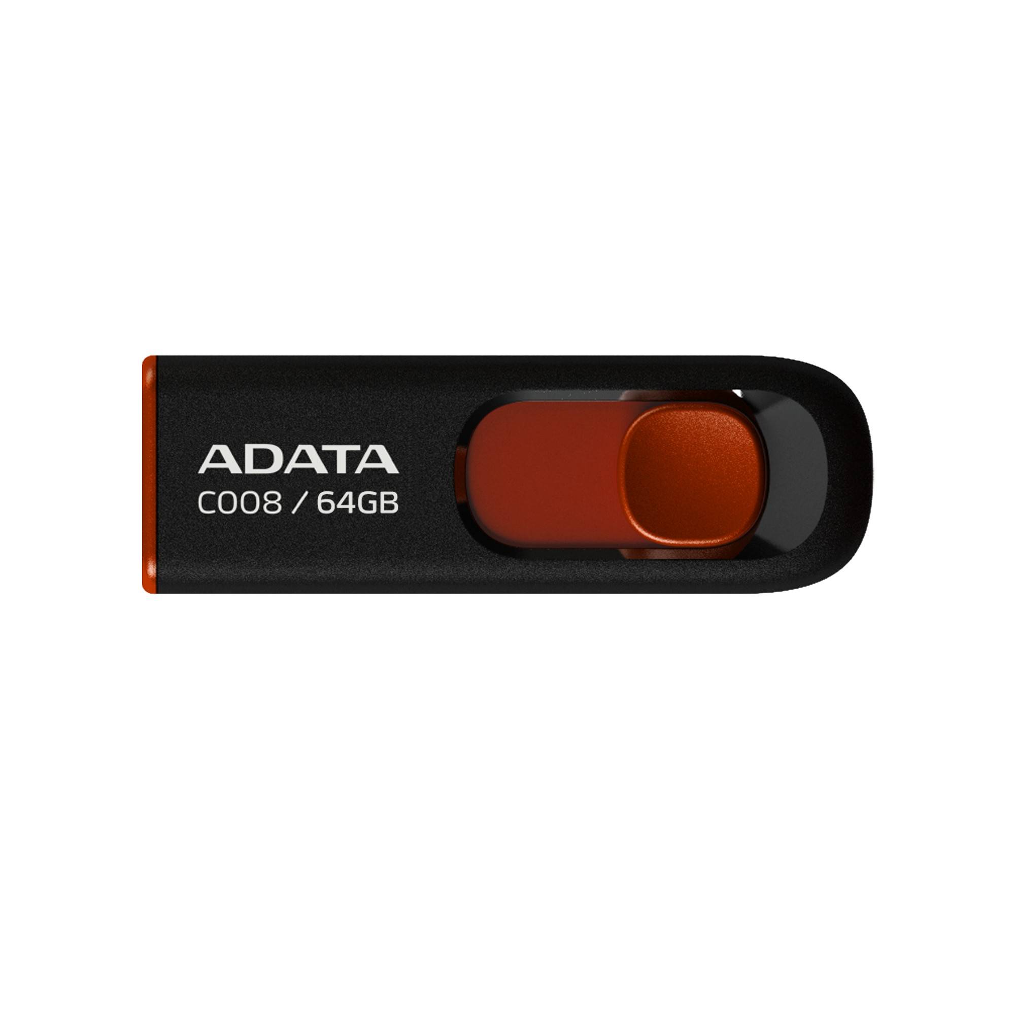 Memoria USB ADATA C008, Negro, 64 GB, USB 2.0 - ADATA