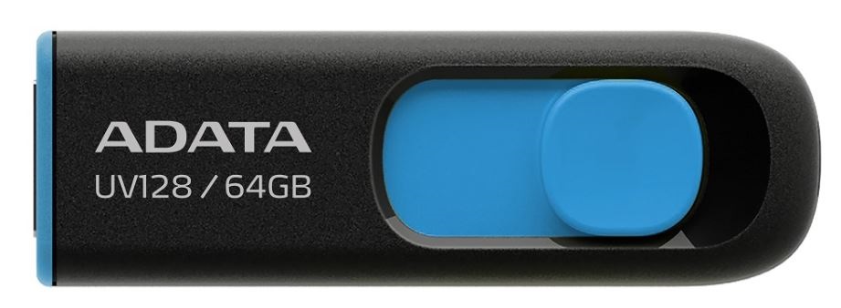 Memoria USB ADATA UV128, Negro, 64 GB, USB 3.2 (retrocompatible con 3.0 y 2.0), 100 MB/s, 40 MB/s - ADATA
