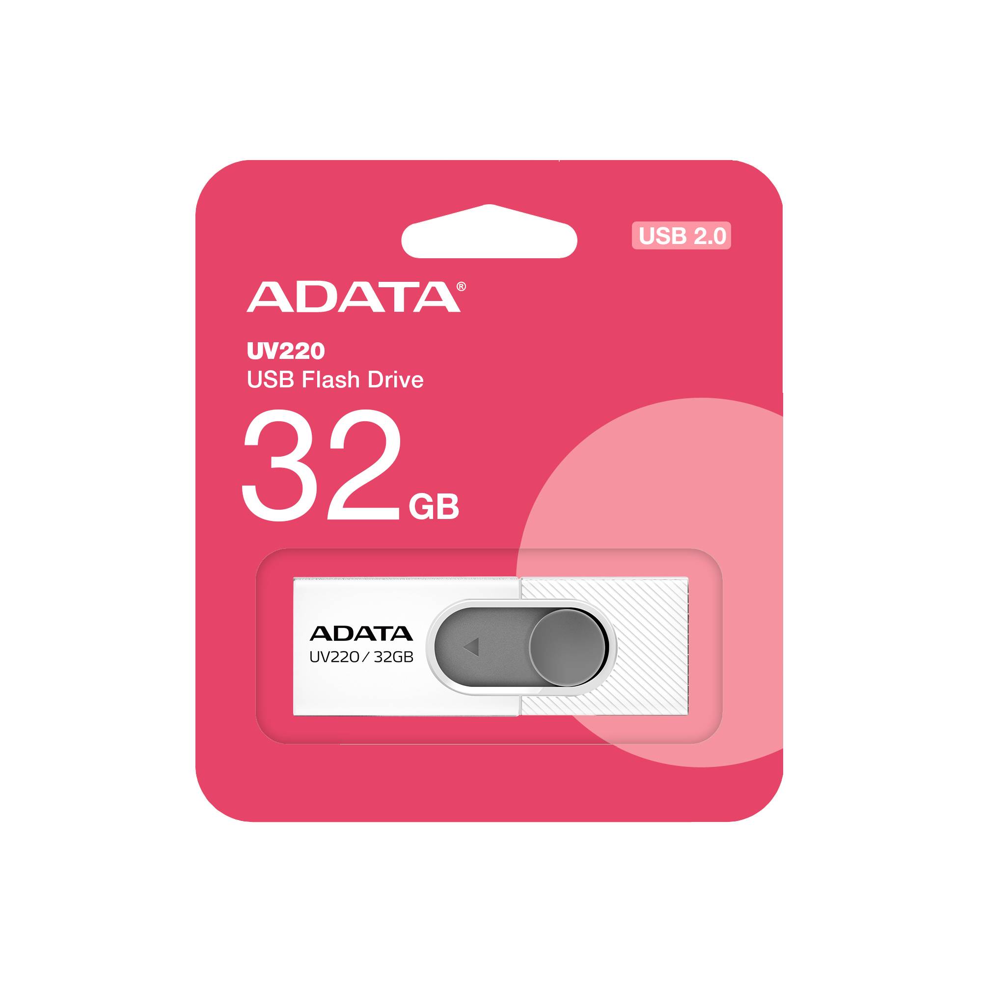 Memoria USB ADATA UV220, Color blanco, 32 GB, USB 2.0 - ADATA