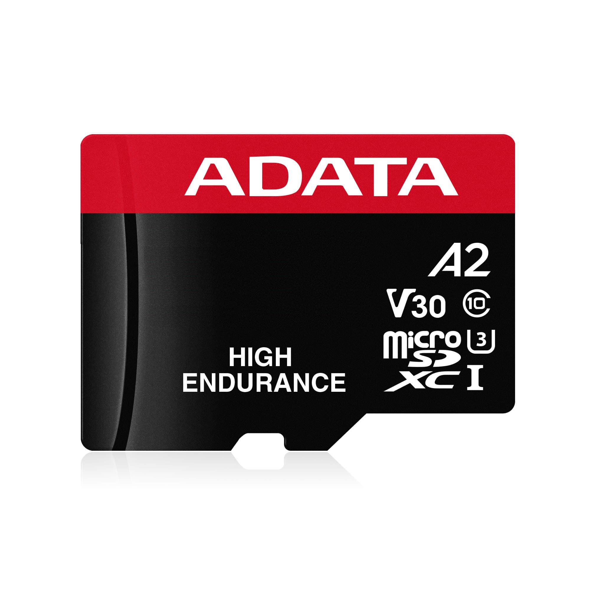 Micro Secure Digital ADATA HIGH ENDURANCE (alta durabilidad) microSDXC UHS-I U3, SD6.0 Clase 10, V30 128GB Clase 10 (A2), Velocidad de lectura / escritura - ADATA