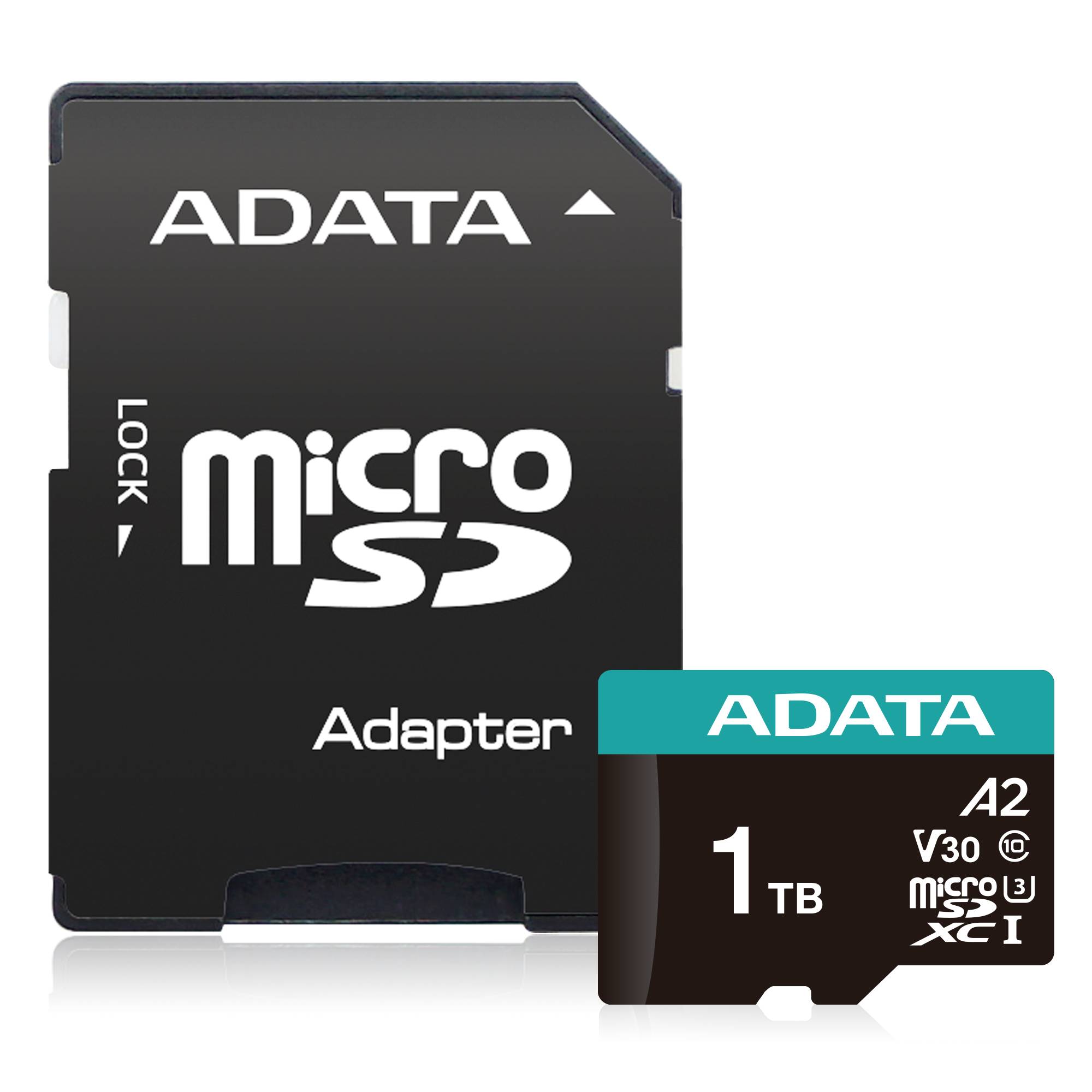 Micro Secure Digital ADATA microSDXC/SDHC UHS-I U3 V30 1TB Clase 10 (A2), Velocidad de lectura / escritura hasta 100/85 (MB/s) AUSDX1TUI3V30SA2-RA1 - ADATA