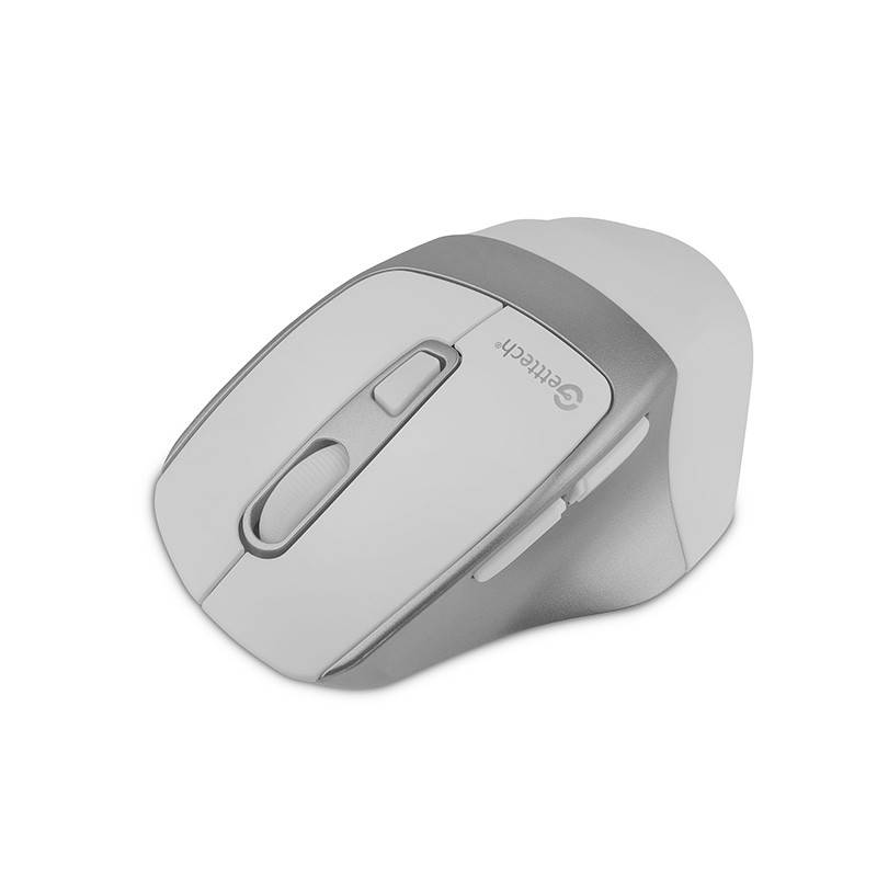GETTTECH MOUSE INALAMBRICO PARA OFI 6D, SENSOR 725F, ILUMINACION RGB CUSTOM 7200 DPI, 5 BOTON 1 SCROLL, CONECTIVIDAD DUAL, BLANCO GRIS GGM-STDBW-01-WH - GETTTECH