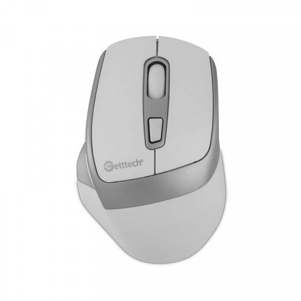 GETTTECH MOUSE INALAMBRICO PARA OFI 6D, SENSOR 725F, ILUMINACION RGB CUSTOM 7200 DPI, 5 BOTON 1 SCROLL, CONECTIVIDAD DUAL, BLANCO GRIS GGM-STDBW-01-WH - GETTTECH