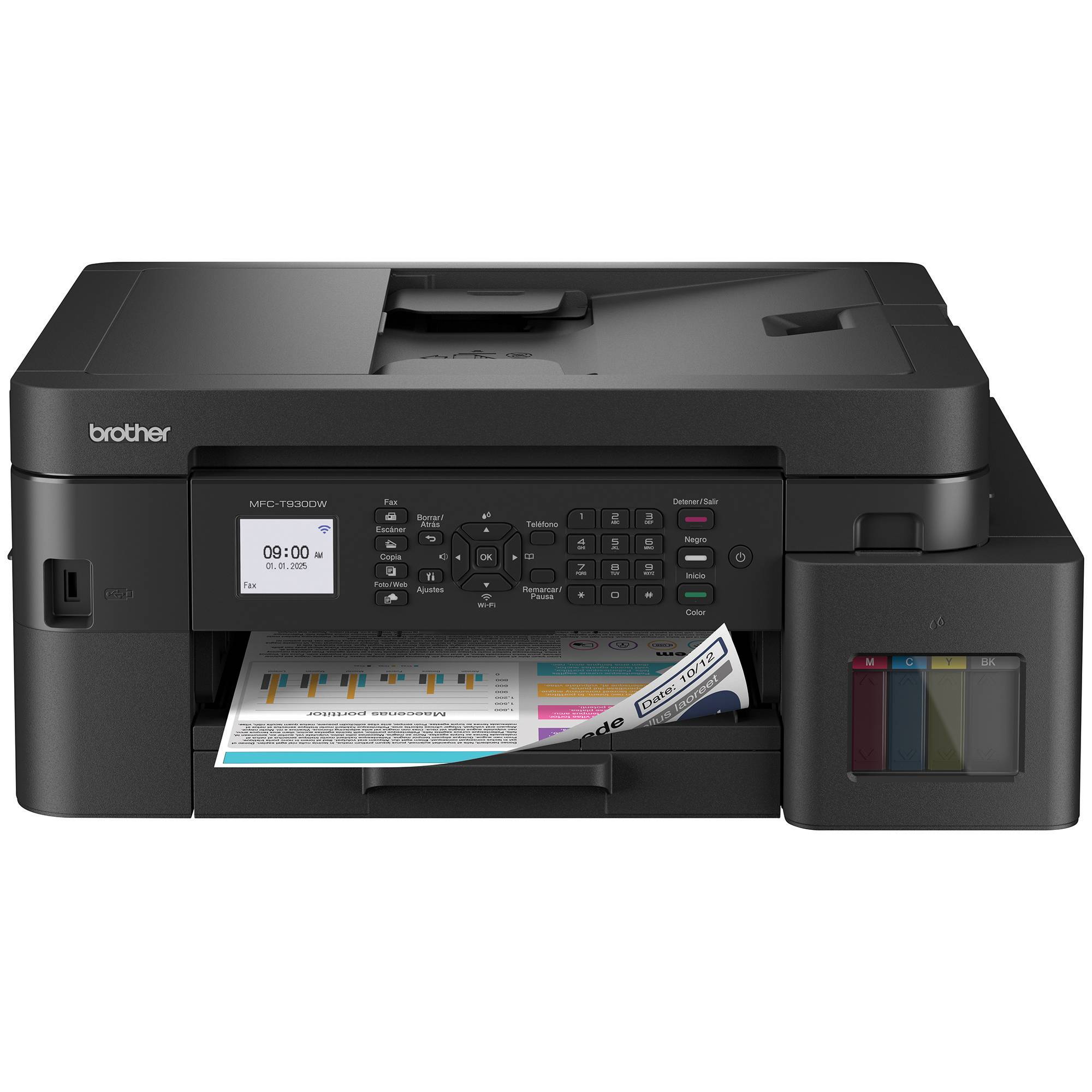Multifuncional Tinta Continua Brother MFCT930DW, impresión dúplex, 30 ppm negro/26 ppm color, Wifi 2.4/5Ghz, Ethernet, cama plana color tamaño carta IMPMTB990 - BROTHER